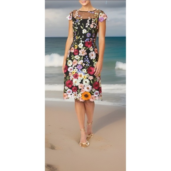 Anthea Crawford Dresses & Skirts - Anthea Crawford Dahlia FLORAL embroidered Shien Dress Taylor Swift Grammy Inspir